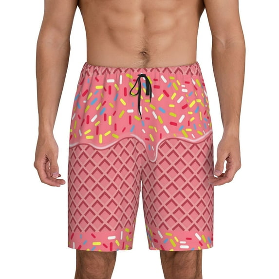 Fotbe Chocolate with Flowing Cream Pajama Shorts for Men, Men's Pajama Bottoms, Sleepwear,Short Pajama Pants-3X-Large