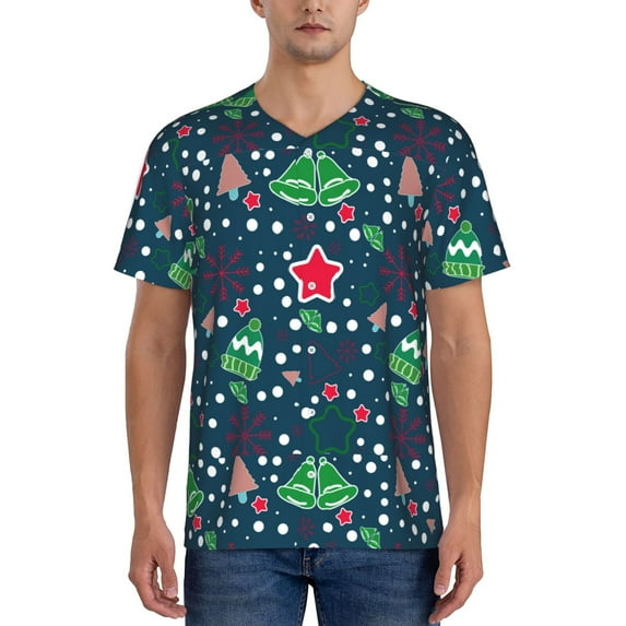Fotbe Christmas Baseball Jersey Shirt for Men and Women, Casual Short Sleeves Button Down T-Shirt-X-Large