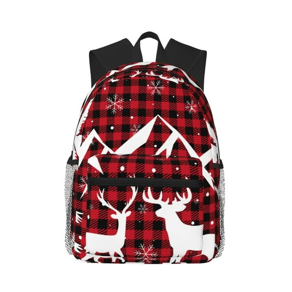 Fotbe Christmas Buffalo Plaid Lightweight Casual Laptop Backpack for Men and Women, Daily use Waterproof backpack, Backpack for College