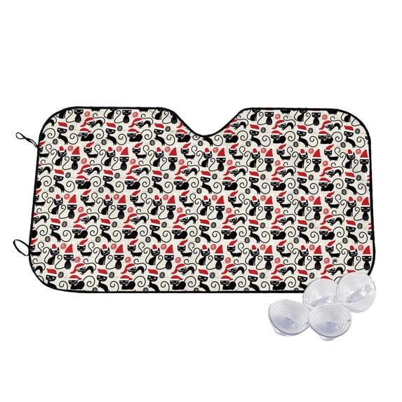 Fotbe Christmas Cat Car Windshield Sunshade | Sun Visor Protector Front Window Shade, Keeps Out UV Rays, Keeps Your Vehicle Cool-Medium
