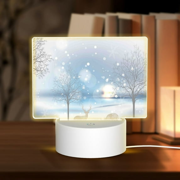 Fotbe Christmas Deer Pattern Acrylic Night Light Gift with 3 Color ModesTouch-Sensitive LED Lamp Perfect Gift for Mother's Day, Birthday, or Christmas