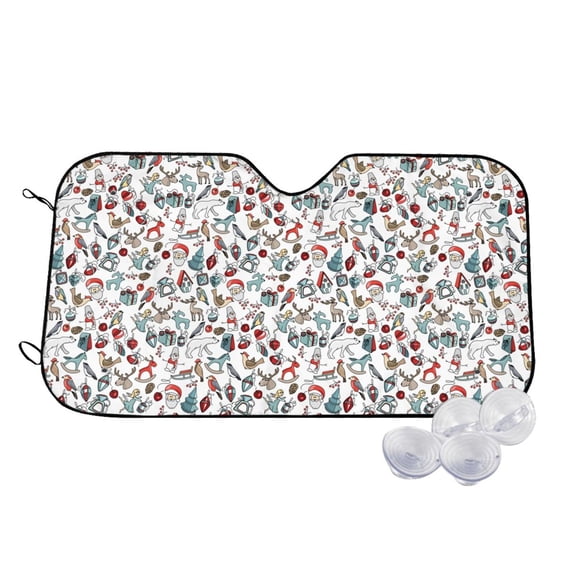 Fotbe Christmas Elements Car Windshield Sunshade | Sun Visor Protector Front Window Shade, Keeps Out UV Rays, Keeps Your Vehicle Cool-