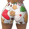thumbnail image 1 of Fotbe Christmas Gingerbread Cookies Seamless Shorts, Womens Workout Shorts High Waist Stretch Booty Short for Gym/Yoga/Running/Biking-Large, 1 of 9