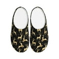 thumbnail image 1 of Fotbe Christmas Gold Deers Pattern Women's Fuzzy Curly Fur Memory Foam Loafer Slippers Indoor Outdoor Slippers Winter Home Shoes-37/38, 1 of 7