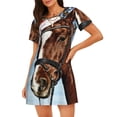thumbnail image 1 of Fotbe Christmas Horse Pattern Women's Cotton Nightgown Sleepwear Short Sleeves Shirt Casual Print Sleepdress, 1 of 6