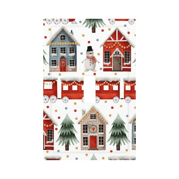 Fotbe Christmas Houses Print Duplex Receptacle Wall Plate, 1-Gang 5.0" x3.0" Wall Outlet Covers, Dual Outlet Faceplates Covers, Color-matched Screws Included-Style T