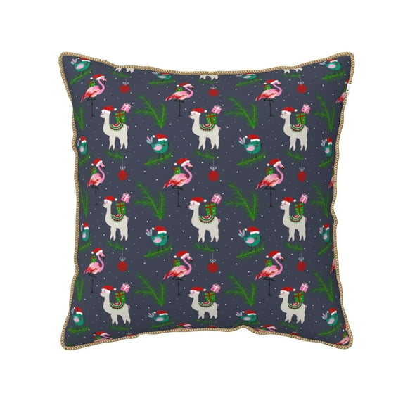 Fotbe Christmas Party Pattern Velvet Decorative Throw Pillow Covers with Elegant Piping, Soft Plush Cushion Cover for Sofa, Bed, Car, Office-20"x20"