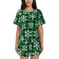 thumbnail image 1 of Fotbe Christmas Pattern At Buffalo Plaid Print Pajama Set for Women 2 Piece Loungewear Short Sleeve Tops and Shorts Set Soft Sleepwear-XX-Large, 1 of 7