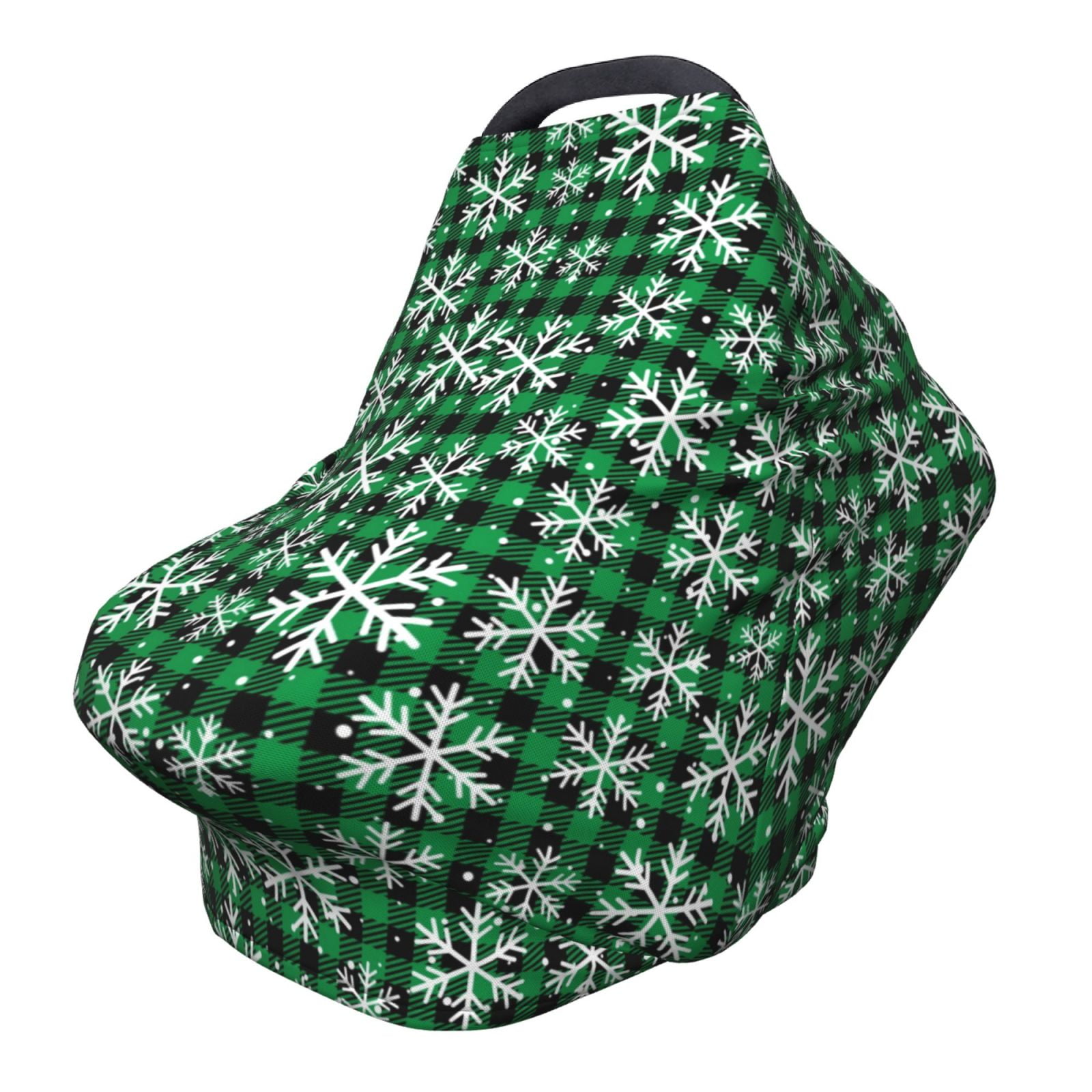 Fotbe Christmas Pattern At Buffalo Plaid Pattern Car Seat Covers for Babies, Nursing Breastfeeding Cover Carseat Canopy, Soft Stretchy Carrier Cover