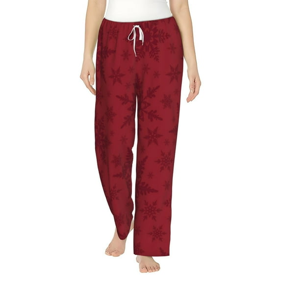 Fotbe Christmas Red Snowflakes Women's Pajama Pants,Sleepwear Pants,Pj Bottoms Drawstring And Pockets-XX-Large
