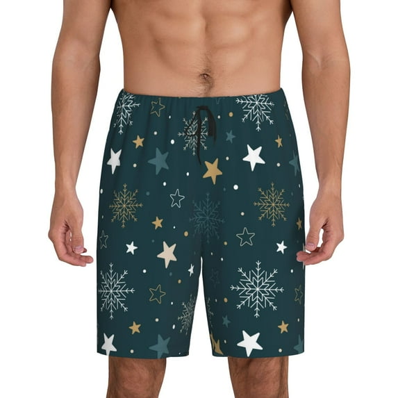 Fotbe Christmas Snowflake Pajama Shorts for Men, Men's Pajama Bottoms, Sleepwear,Short Pajama Pants-3X-Large