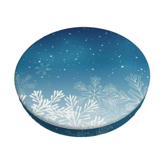 Fotbe Christmas Snowflakes Stool Covers Round,Waterproof Round Bar Stool Covers Bar Chair Covers Washable Stool Cushion Slipcover for 12-14 Inch Chair-13 inch