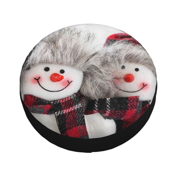 Fotbe Christmas Snowman With Hat Spare Tire Cover Thickening Universal Fit for Jeep, Trailer, RV, SUV, Truck, Tough Tire Wheel Soft Cover-14 inch