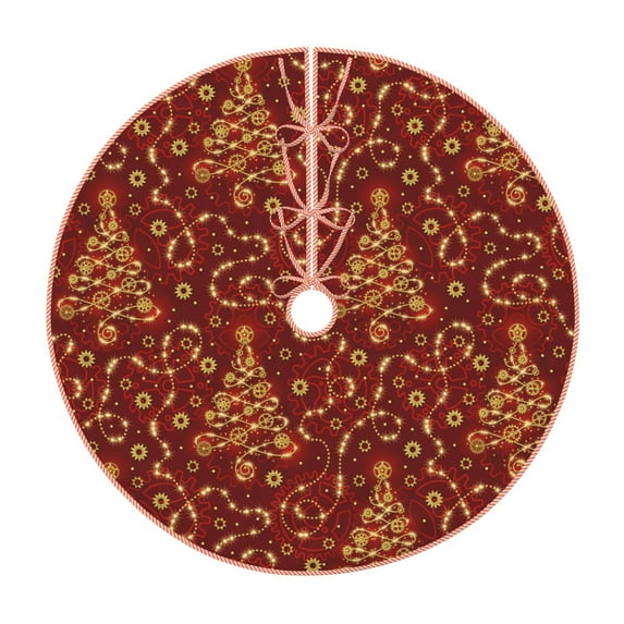 Fotbe Christmas Tree On A Red Background Pattern Christmas Tree Skirt, Tree Skirts Plush Christmas Decorations, Christmas Tree Skirts Xmas Decorations Holiday Party Decor-36"
