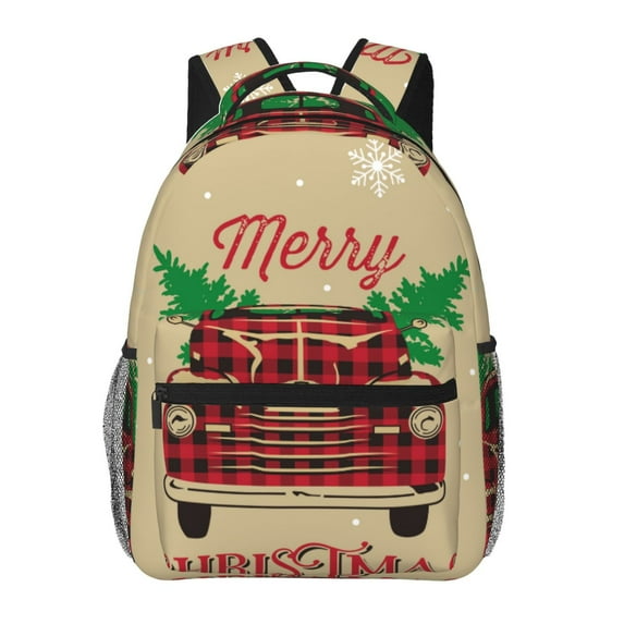 Fotbe Christmas Vintage Red Truck Pattern Casual Backpack for School, Travel, and Outdoor Activities - Durable, Lightweight, and Comfortable