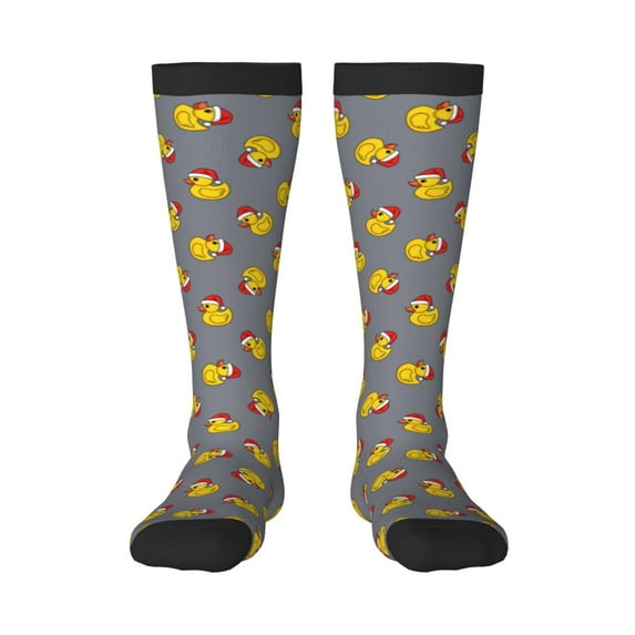 Fotbe Christmas hat duck print Women's Men's Novelty Crew Socks Cotton Socks Knee High Socks for Walking,Running,Nurses,Pregnancy