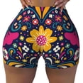 thumbnail image 1 of Fotbe Cinco De Mayo Floral Seamless Shorts, Womens Workout Shorts High Waist Stretch Booty Short for Gym/Yoga/Running/Biking-Large, 1 of 9
