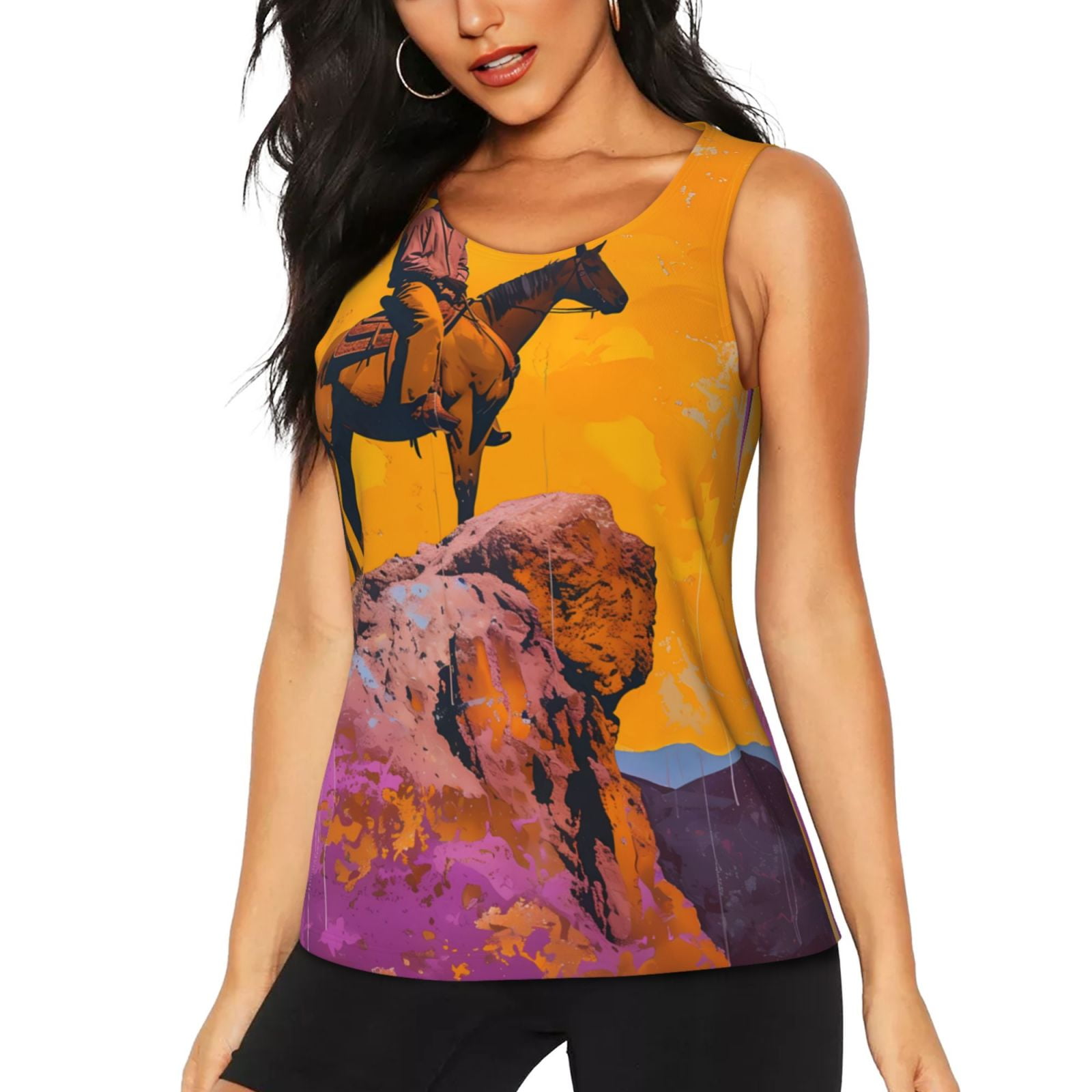 Fotbe Cliff Western Cowboy Womens Loose Fit Casual Flowy SlimFit Tank