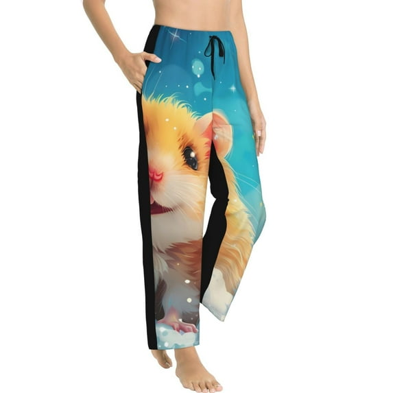 Fotbe Cloud Cute Hamster Women's Pajama Pants,Sleepwear Pants,Pj Bottoms Drawstring And Pockets-XX-Large