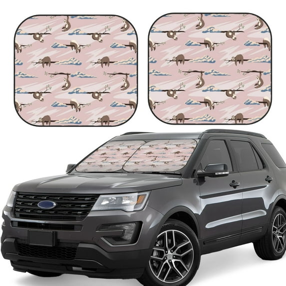 Fotbe Cloud Sloth 2-Piece Car Windshield Sun Shade | Sun Blocker for Car Windshield | Foldable Automotive Interior Accessories for Sun Protection-Medium