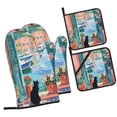 thumbnail image 1 of Fotbe Coastal Cat By The Window for 4Pcs Oven Mitts and Pot Holders, 500℉ Heat Resistant Oven Mitts , Non-Slip Silicone Surface Safe for Baking, Cooking, BBQ, 1 of 6
