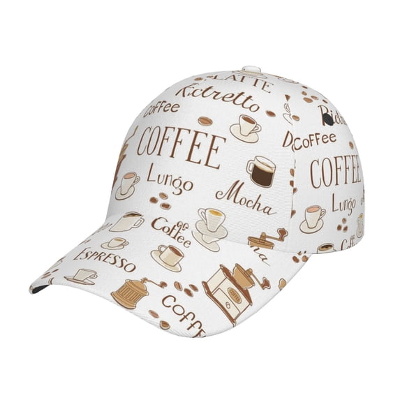 Fotbe Coffee Baseball Cap, Coffee Print Dad Hat,Outdoor Hat,Adjustable Sports Cap, Perfect For Activities