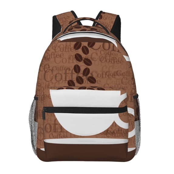 Fotbe Coffee Cafe Cup Pattern Casual Backpack for School, Travel, and Outdoor Activities - Durable, Lightweight, and Comfortable
