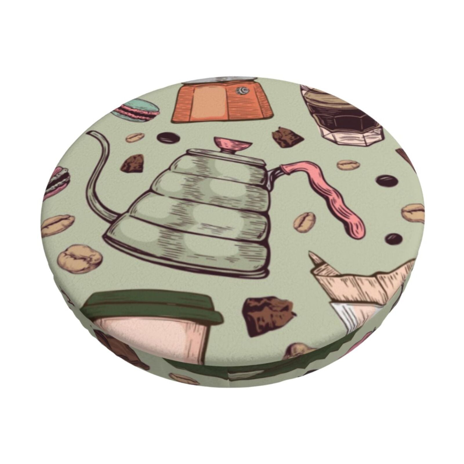 Fotbe Coffee Makers Macaroons Chocolate Velvet Round Bar Stool Covers