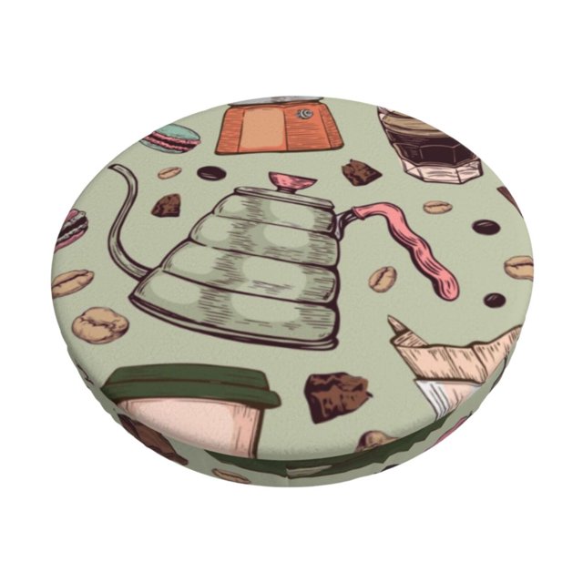 Fotbe Coffee Makers Macaroons Chocolate Velvet Round Bar Stool Covers