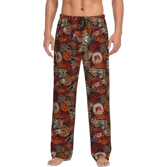 Fotbe Coffee Stamp Men's Pajama Pants,Sleepwear Pants,Pj Bottoms Drawstring And Pockets-Medium