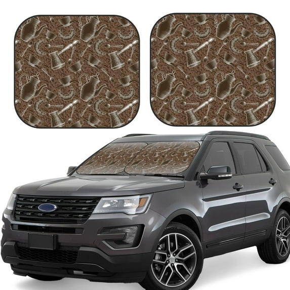 Fotbe Coffee pots 2-Piece Car Windshield Sun Shade | Sun Blocker for Car Windshield | Foldable Automotive Interior Accessories for Sun Protection-Medium