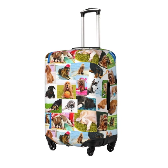 Fotbe Collage of pretty dogs Luggage Cover Protector, Suitcase Protector,Scratch and Dirt Resistant, Fits 18-32 Inch Luggage-Small