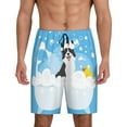 thumbnail image 1 of Fotbe Collie in Bathtub Pajama Shorts for Men, Men's Pajama Bottoms, Sleepwear,Short Pajama Pants-Small, 1 of 9