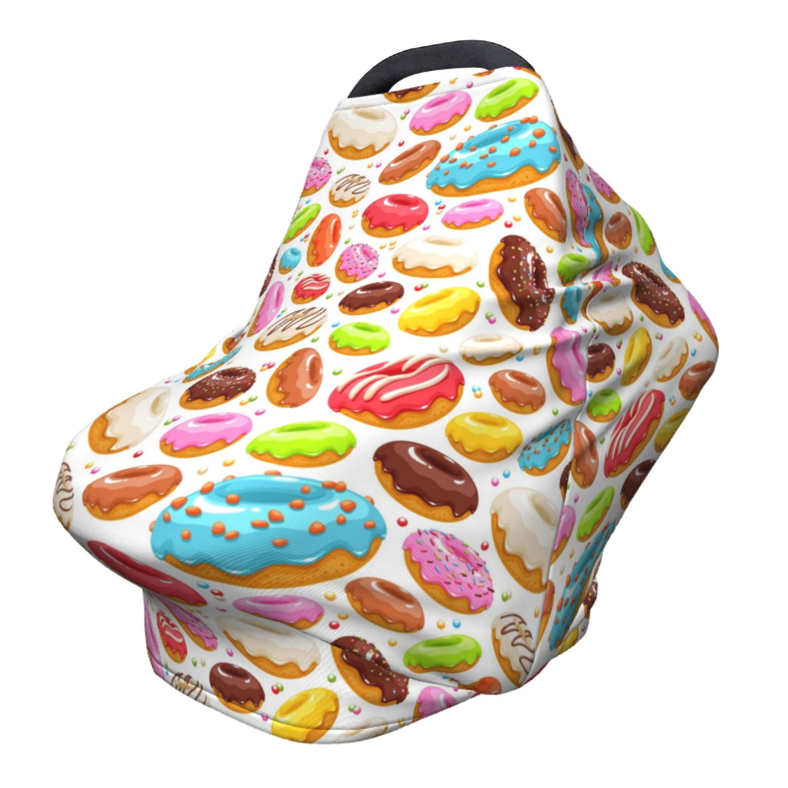 Fotbe Color Donut Pattern Car Seat Covers for Babies, Nursing Breastfeeding Cover Infant Carseat Canopy, Soft Stretchy Carrier Cover