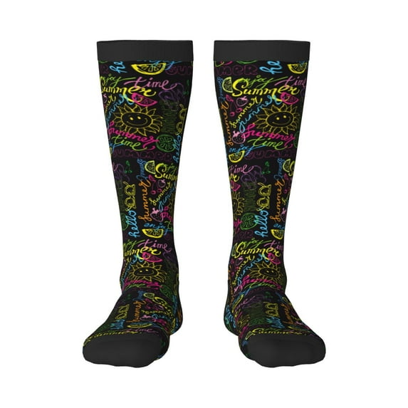 Fotbe Color Summer print Women's Men's Novelty Crew Socks Cotton Socks Knee High Socks for Walking,Running,Nurses,Pregnancy