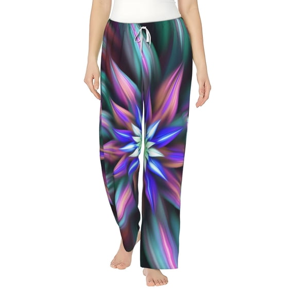 Fotbe Colored Abstract Women's Pajama Pants,Sleepwear Pants,Pj Bottoms Drawstring And Pockets-X-Large