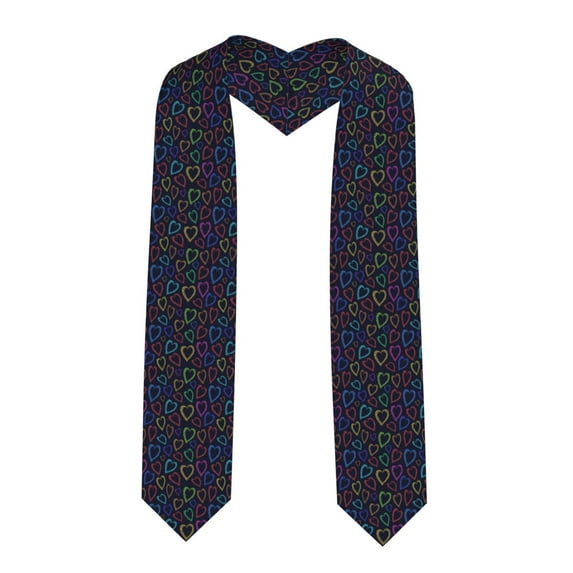 Fotbe Colored Hearts Printed Class of 2024 Graduation Stole