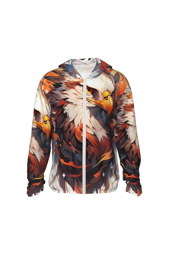 Colorful Abstract Eagle Men's Women's UPF 50+ Sun Protection Jacket Hooded Cooling Shirt with Pockets Hiking Outdoor Performance-Small