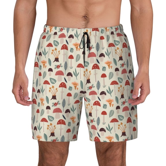 Fotbe Colorful Autumn Men’s Swim Trunks Quick Dry Swim Shorts Board Shorts with Mesh Lining-Small