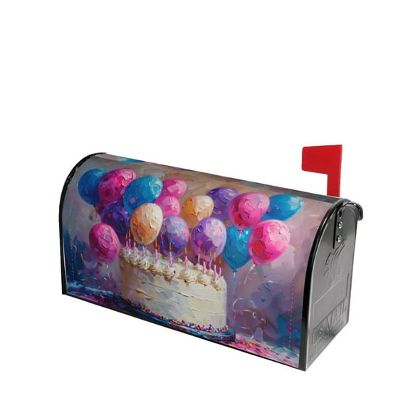 Fotbe Colorful Balloon Cake Celebration Mailbox Covers Post Letter Box Cover Garden Decor Standard Size-25.5x21 in