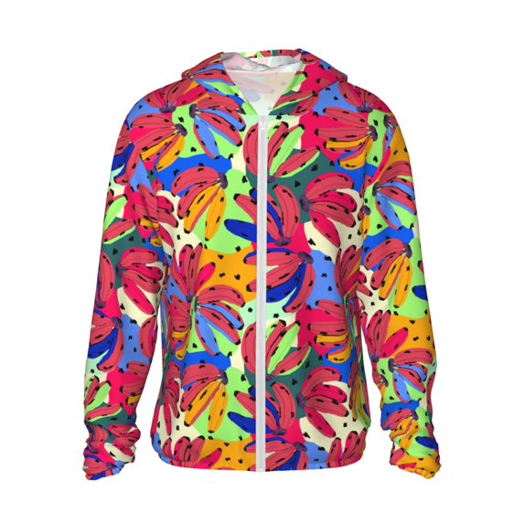 Fotbe Colorful Bananas Men's Women's UPF 50+ Sun Protection Jacket Hooded Cooling Shirt with Pockets Hiking Outdoor Performance-X-Large