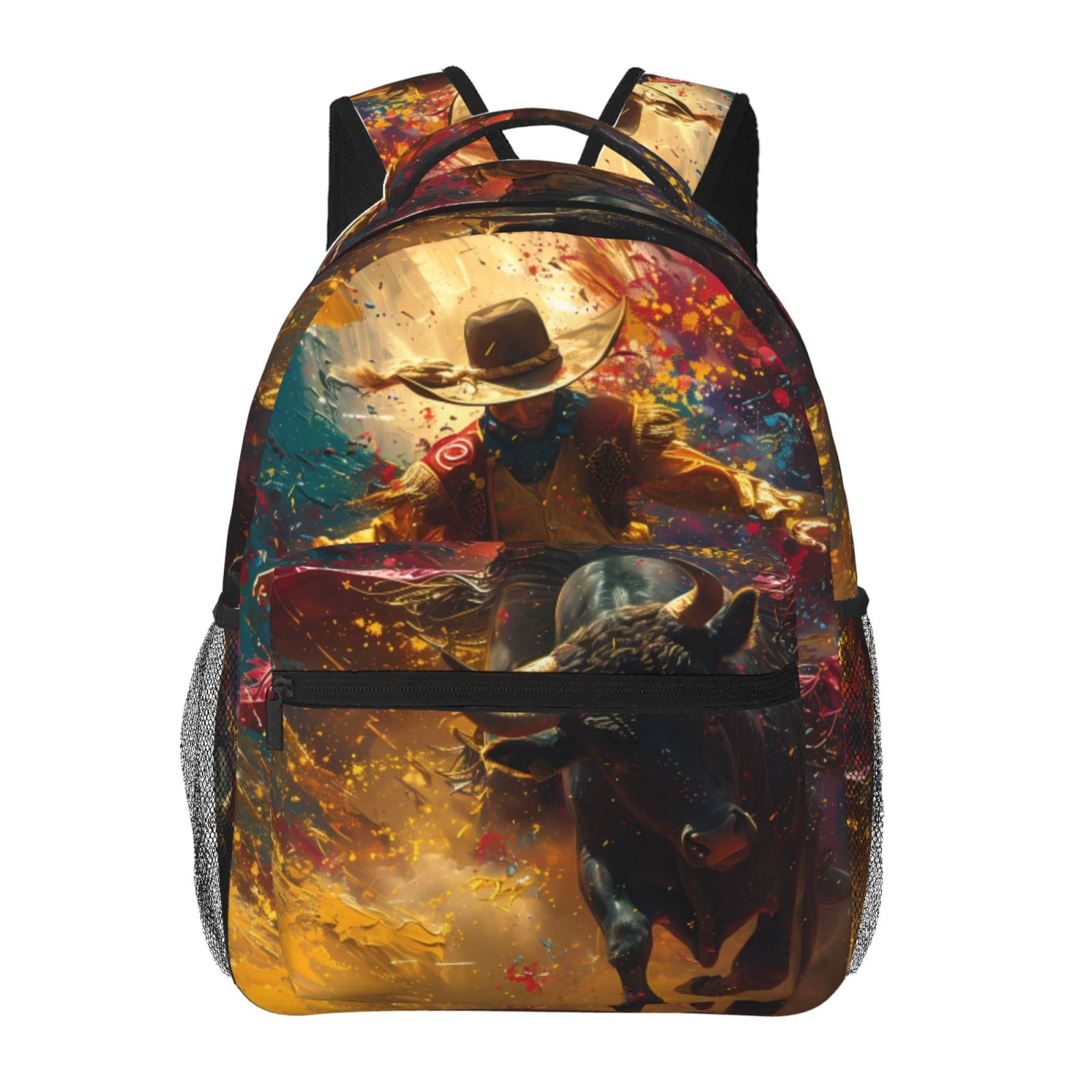 Fotbe Colorful Bull Western Man Pattern Casual Backpack for School ...