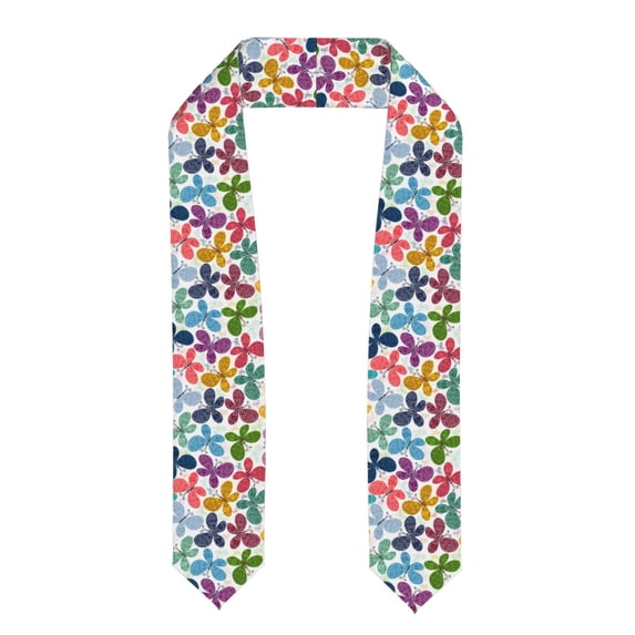 Fotbe Colorful Butterflies Printed Class of 2024 Graduation Stole