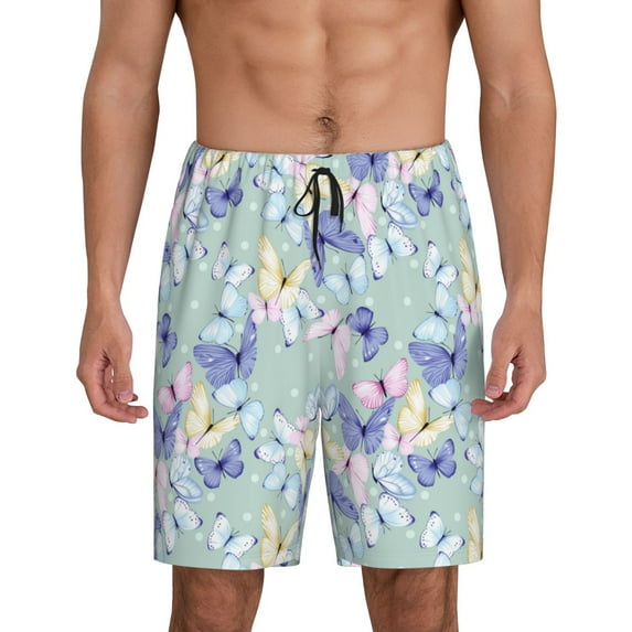 Fotbe Colorful Butterfly Pajama Shorts for Men, Men's Pajama Bottoms, Sleepwear,Short Pajama Pants-3X-Large