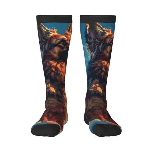 Fotbe Colorful Cloud Shepherd Dog print Women's Men's Novelty Crew Socks Cotton Socks Knee High Socks for Walking,Running,Nurses,Pregnancy