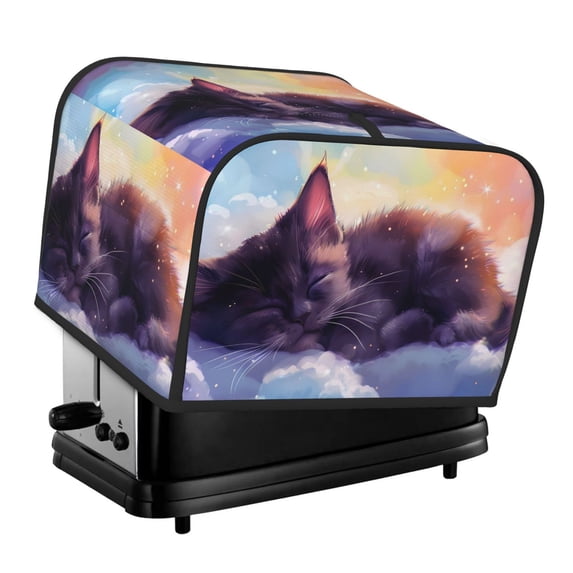 Fotbe Colorful Cloud Sleeping Cat for Four Slice Toaster Cover, Fingerprint Protector, Super Soft Appliance Cover And Dust Cover,Bread Dust Cover & Fingerprint Protection