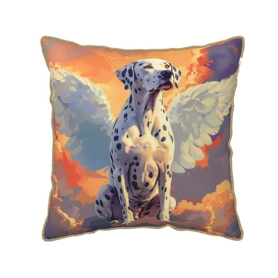 Fotbe Colorful Cloud Spotted Dog Pattern Velvet Decorative Throw Pillow Covers with Elegant Piping, Soft Plush Cushion Cover for Sofa, Bed, Car, Office-18"x18"