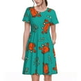 thumbnail image 1 of Fotbe Colorful Crab Pattern Dress Casual Womens Fashion Short Sleeve Maxi Dress T Shirt Dress Striped Long Color Block Maxi Dress, 1 of 6