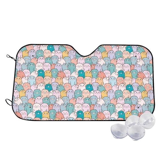 Fotbe Colorful Cute Pig Car Windshield Sunshade | Sun Visor Protector Front Window Shade, Keeps Out UV Rays, Keeps Your Vehicle Cool-Small