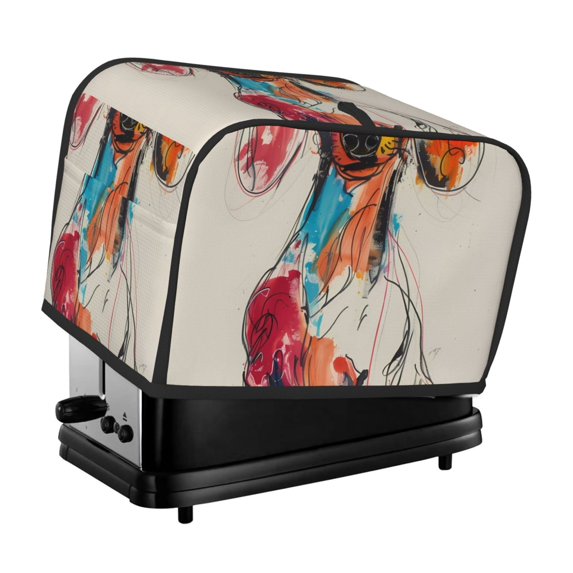 Fotbe Colorful Dachshund Art for Two Slice Toaster Cover, Fingerprint Protector, Super Soft Appliance Cover And Dust Cover,Bread Dust Cover & Fingerprint Protection